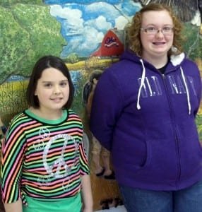 Emilie Eustace (left), grade 5, was runner up, and the winner of the spelling bee was Trinity Leady, grade 7.