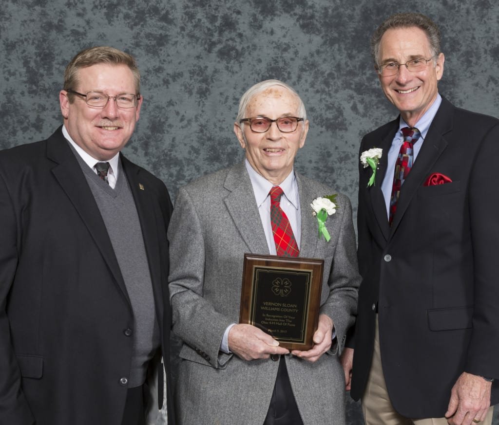 Pictured from the left: Dale Arnold, Chairman, Ohio 4-H Foundation Grants Committee; Vernon Sloan; and Keith Smith, Director, Ohio State University Extension