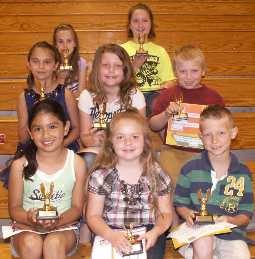 Grade 1, 2 and 3 Student of the Year: Row 1 – Martha Marmolejo, Kirian Mercer, Gage Kidston Row 2 – Isabelle Burnett, Makinzy King, Logan Endicott Row 3 – Jessie Lonabarger, Emily Lehsten