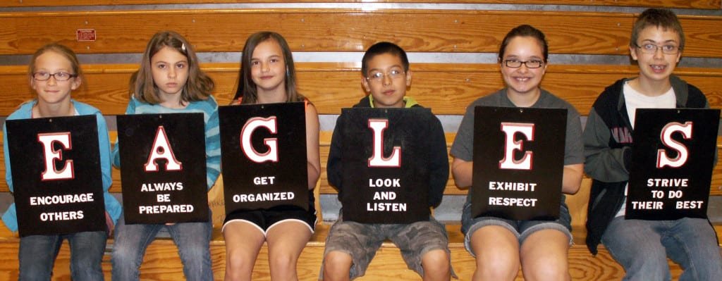 EAGLE Award Grades 4-6: Kailey Siebeneck, Audrey Russell, Allie Theobald, Adrian Salazar, Morgan Mitchell, Austin Echler