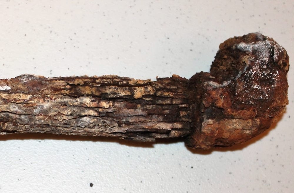 A section of pipe that was taken from the middle school’s boiler showing years of damage and corrosion. Much of the entire system is in a similar state.